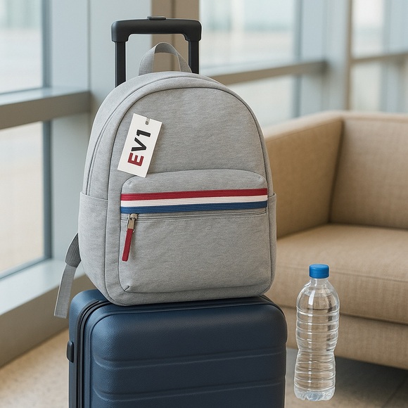 EV1 Gray Backpack with Red, White & Blue Stripe Accent - Picture 6 of 9